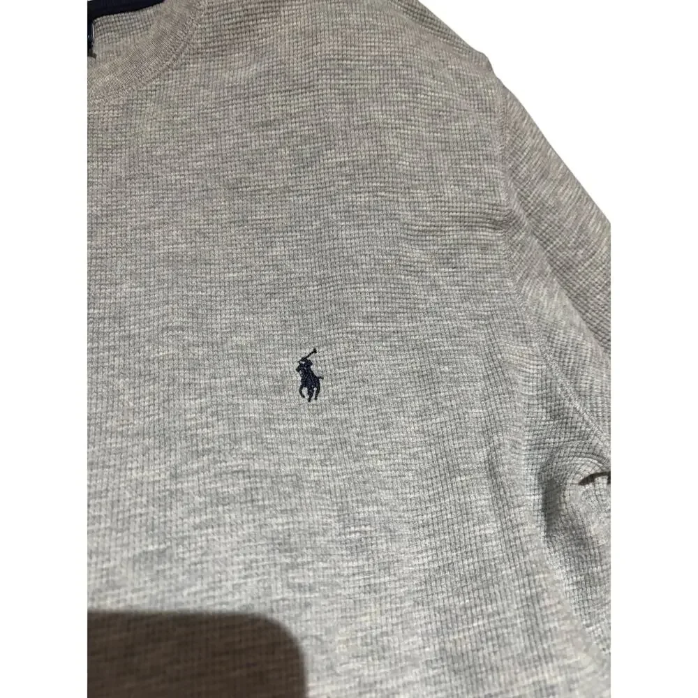 Ralph Lauren XL oatmeal grey shade long sleeve cotton waffle weave shirt euc
